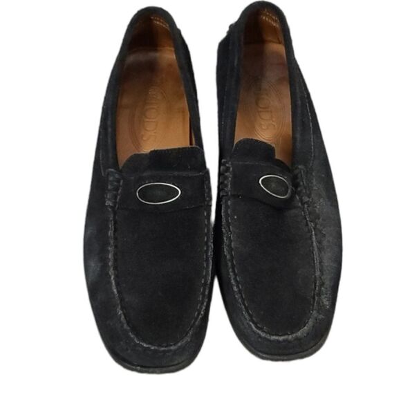 Tod's Black Suede Designer Loafers size 6 - Picture 1 of 14
